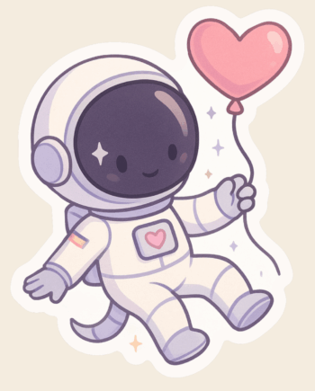 Love in Orbit Astronaut With Heart Balloon - Sticker